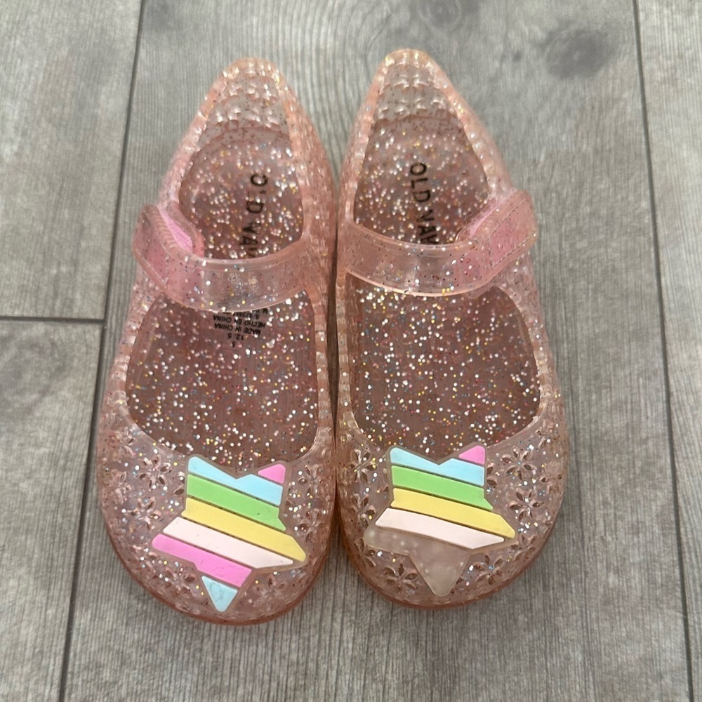 Old Navy Glitter Star Pink Jelly Sandals Shoes Toddler Girl Size 5